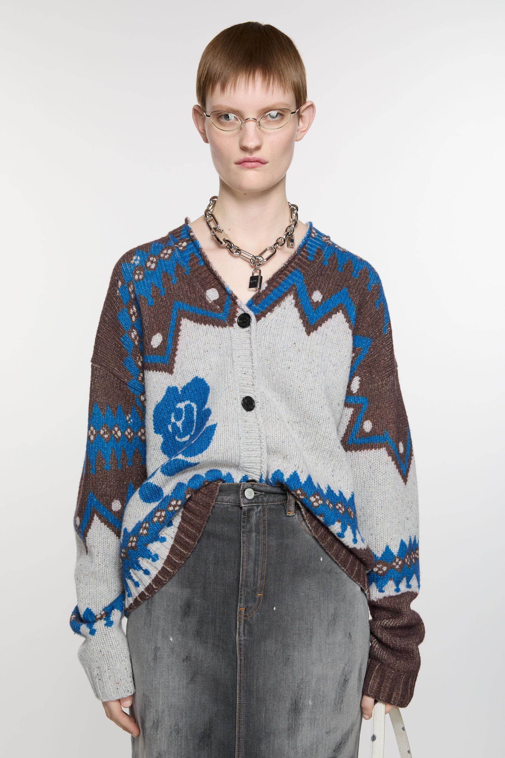 Jacquard wool cardigan Product Image