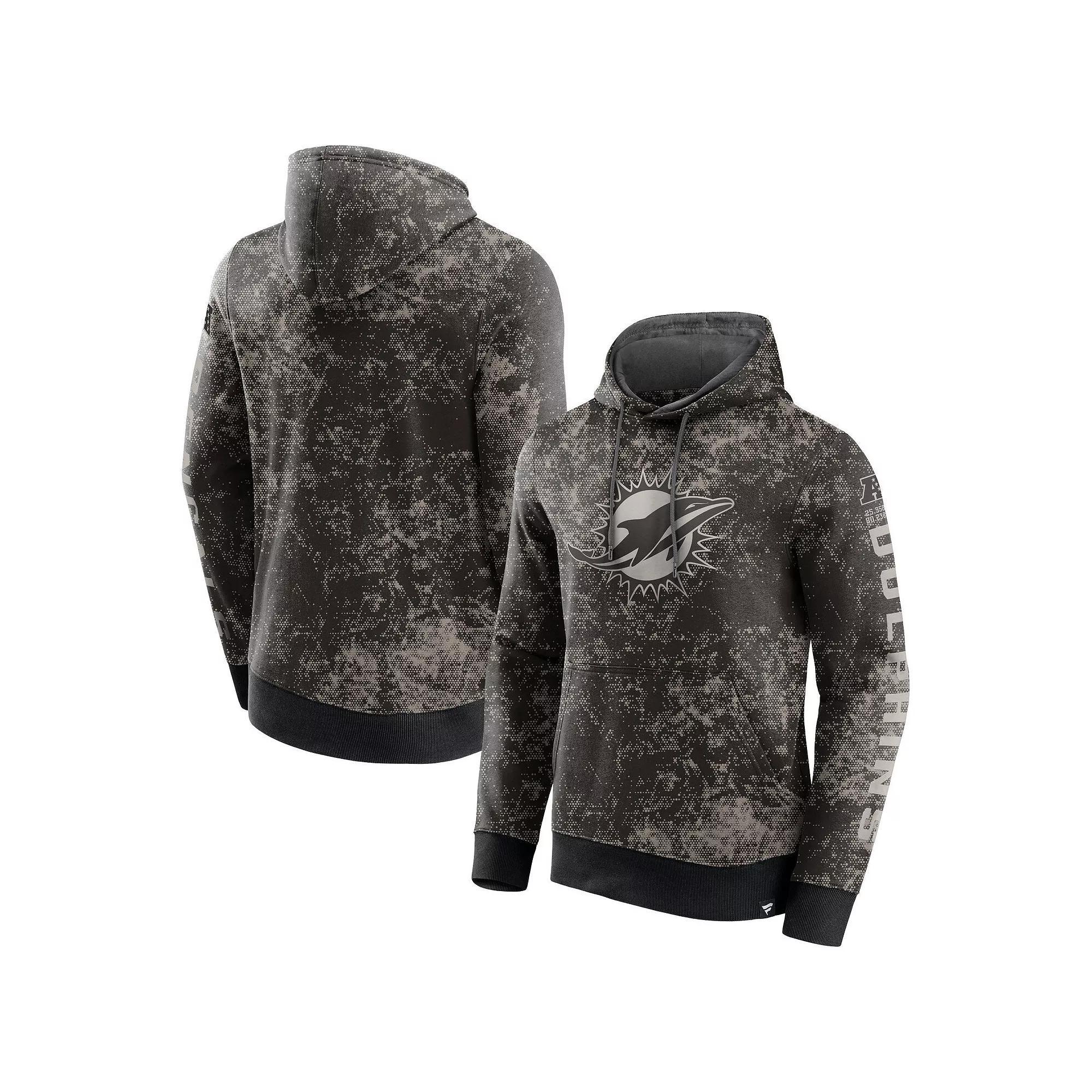 Men's Fanatics Branded  Black/Gray Miami Dolphins Blackout Tonal Pullover Hoodie, Size: Large Product Image
