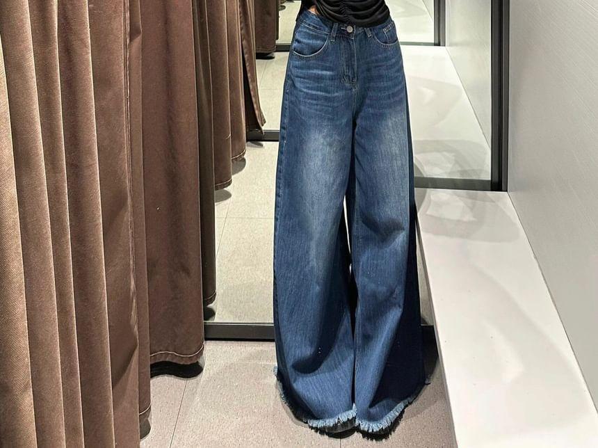 High Rise Washed Wide Leg Jeans Product Image