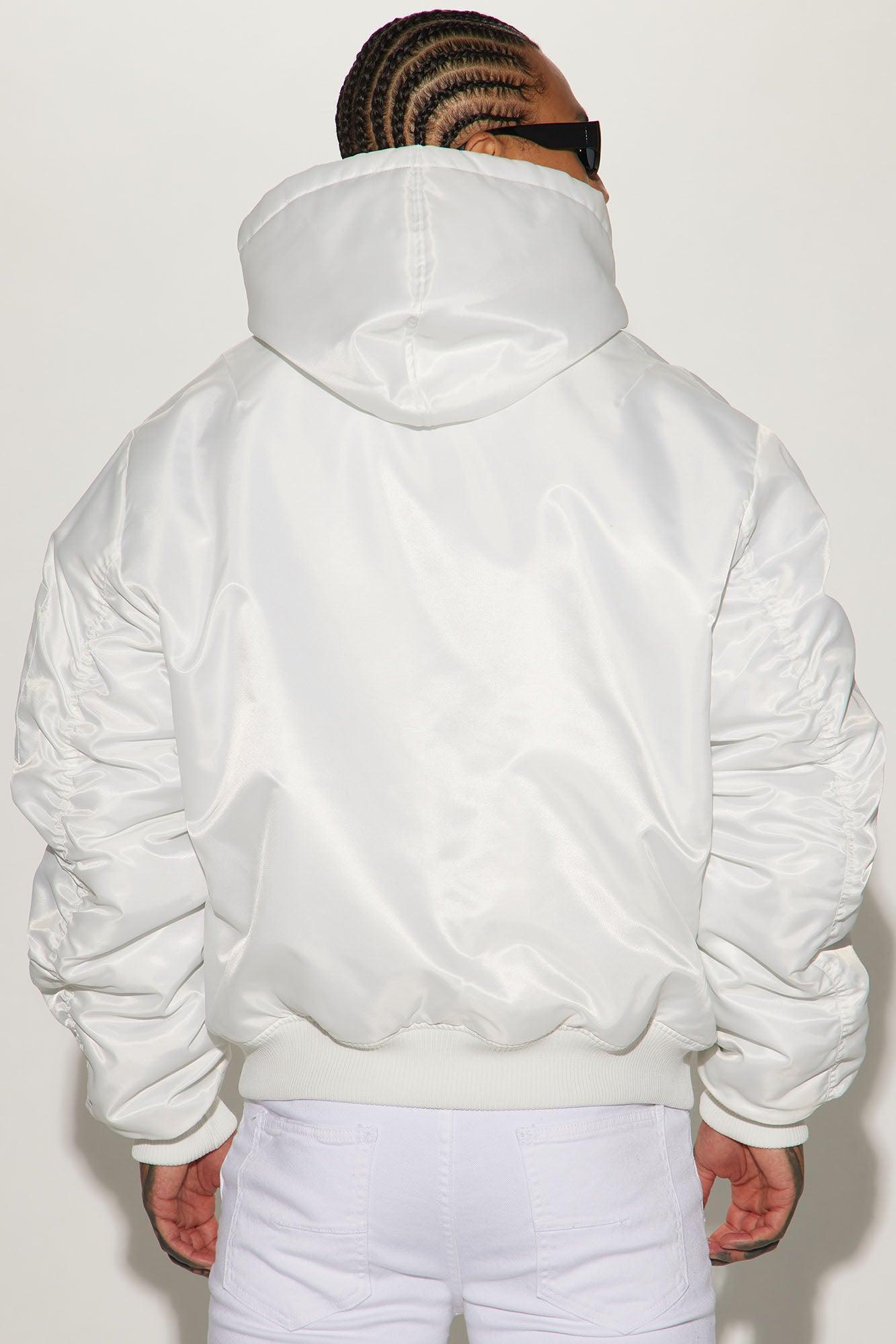 Pecos Hooded Bomber Jacket - White Product Image