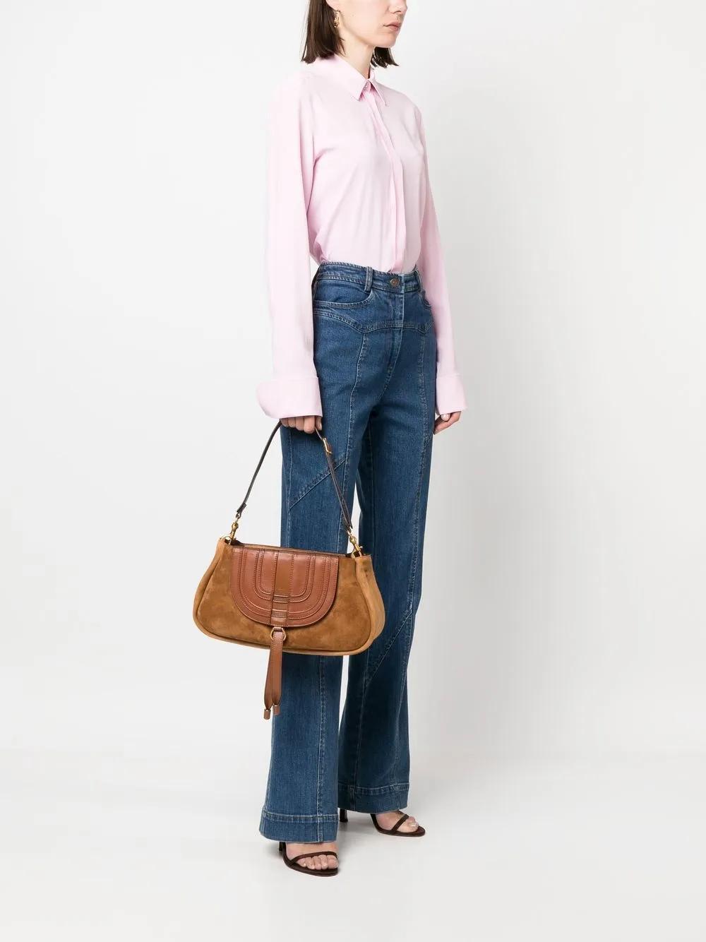 CHLOÉ Marcie Suede Shoulder Bag In Brown Product Image