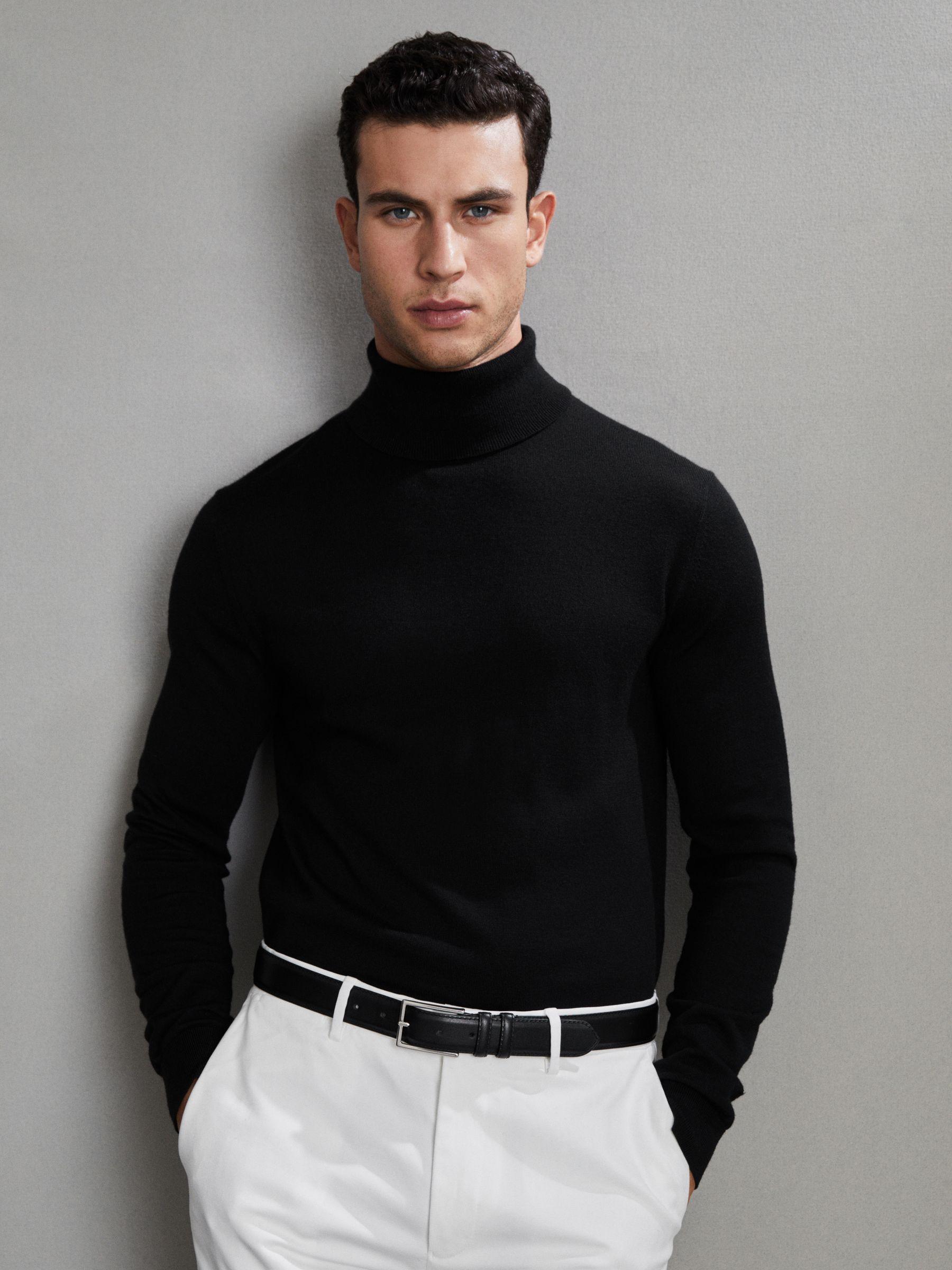 Merino Roll-Neck Jumper in Black Product Image