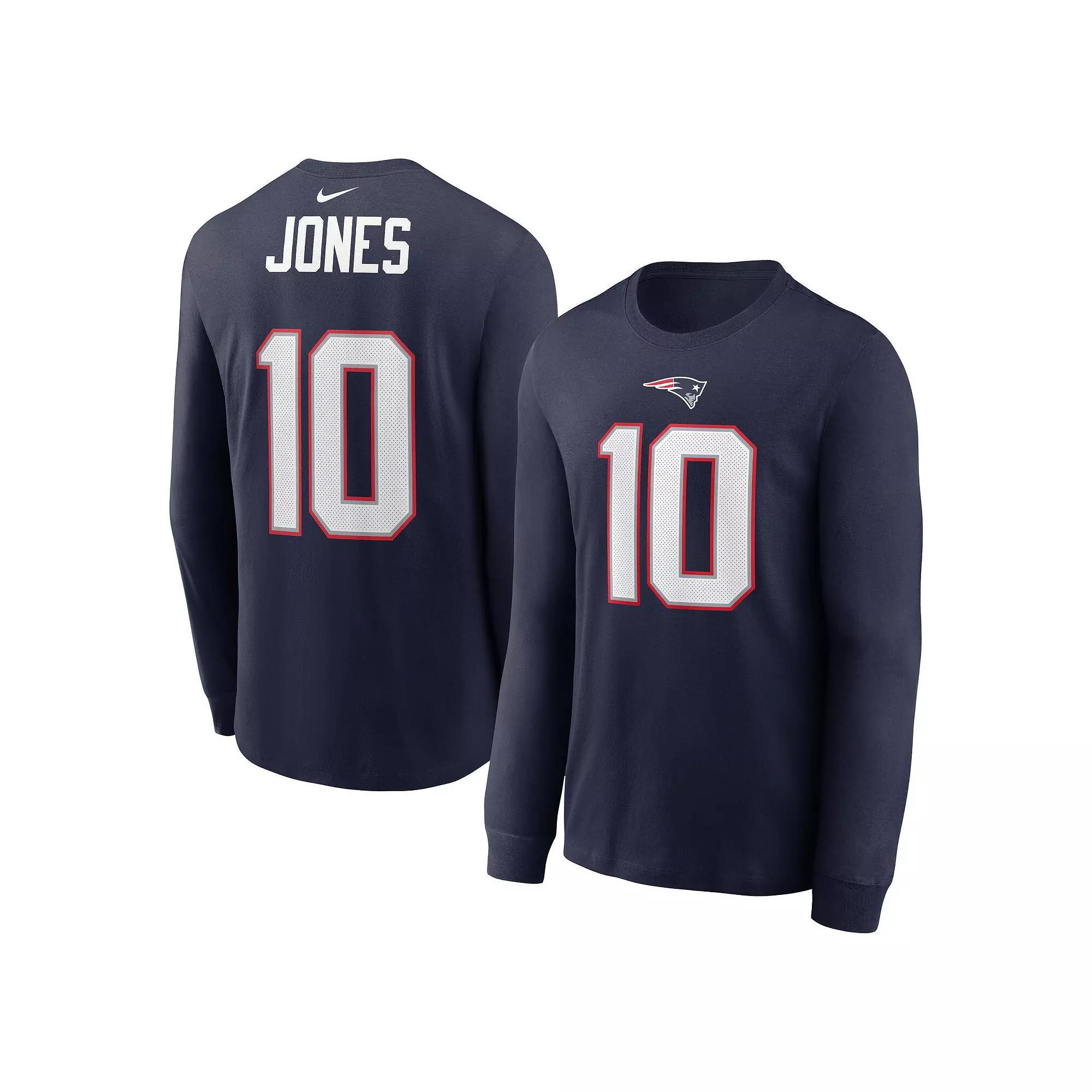 Men's Nike Mac Jones Navy New England Patriots Player Name & Number Long Sleeve T-Shirt, Size: XL, Blue Product Image