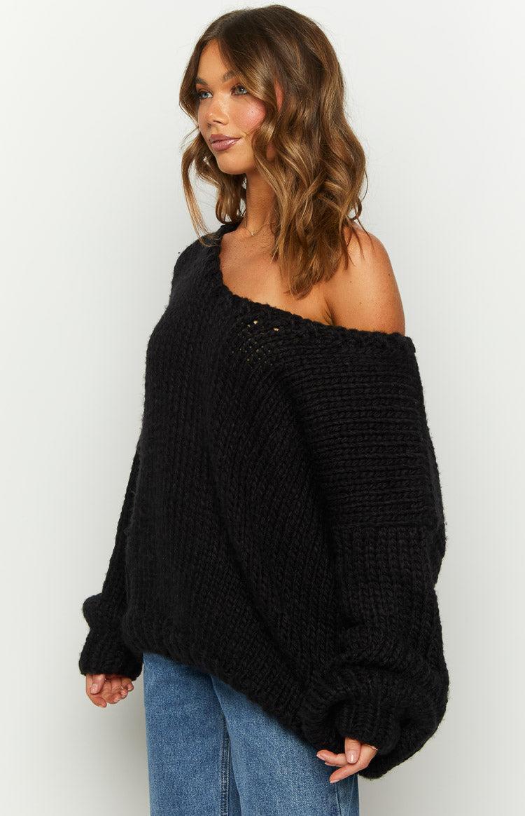 Delvey Black Chunky Knit Sweater Product Image