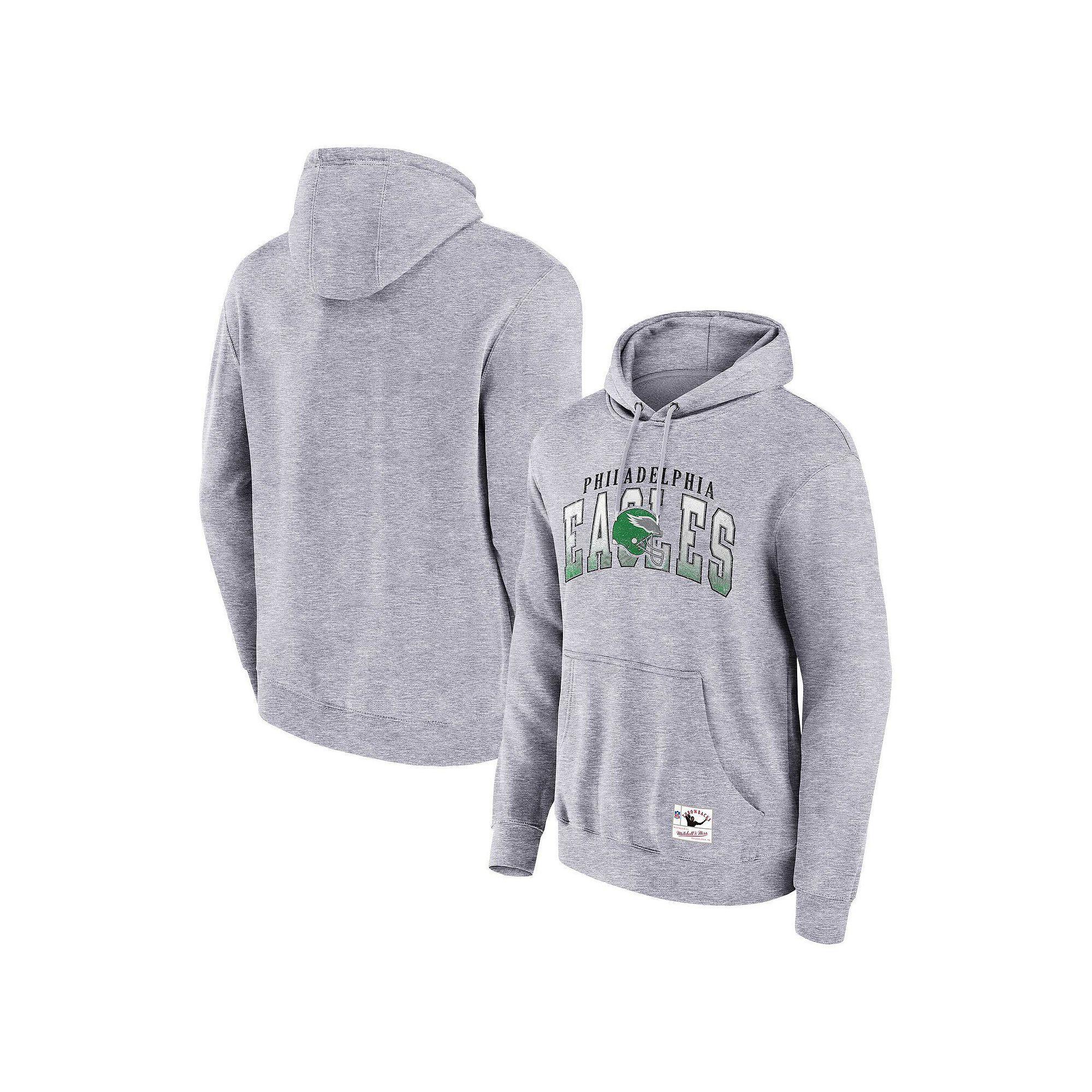 Men's Mitchell & Ness Heather Gray Philadelphia Eagles Pocket Passer Pullover Hoodie,  Product Image