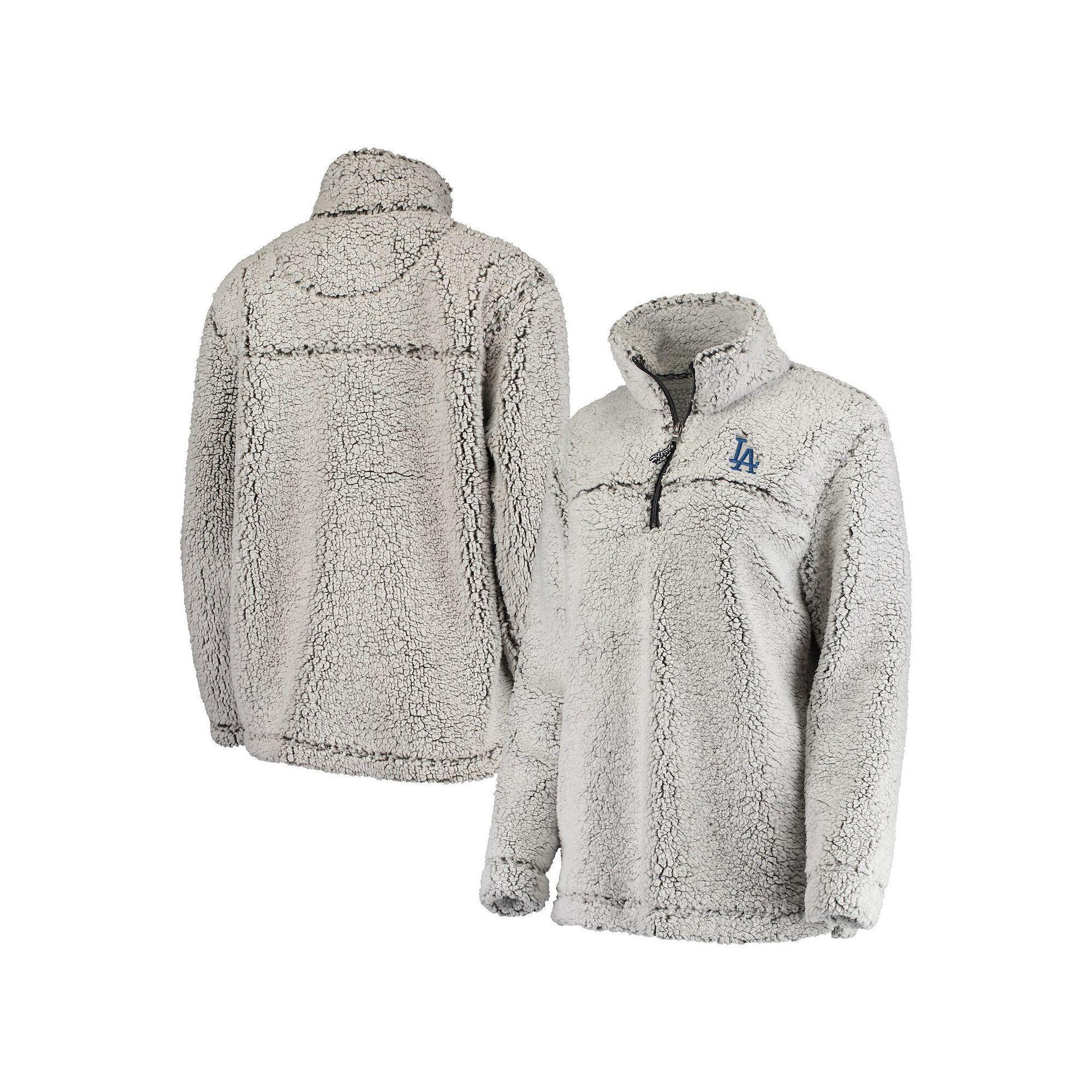 Women's G-III 4Her by Carl Banks Gray Los Angeles Dodgers Sherpa Quarter-Zip Pullover Jacket,  Product Image