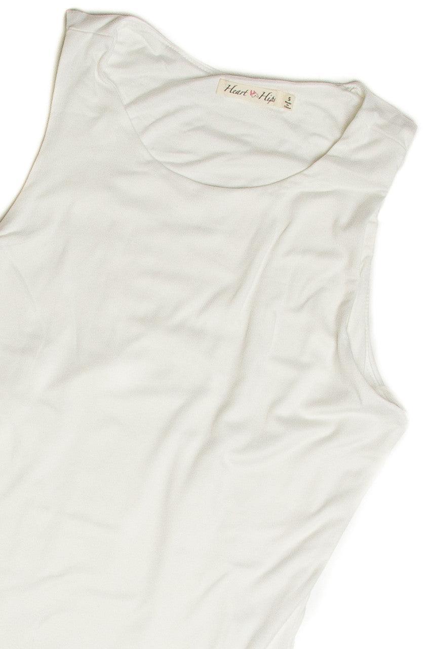 White Doubled Layered Tank Bodysuit Product Image