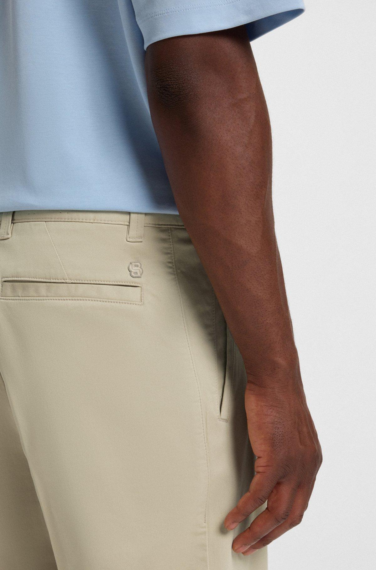 BOSS - Straight-fit trousers in stretch-cotton dobby - Light Beige Product Image