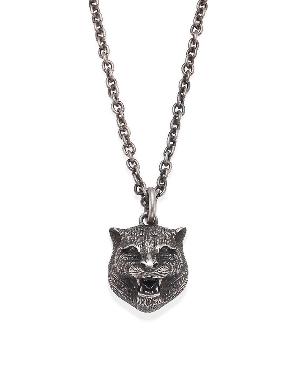 Feline Head Sterling Silver Necklace Product Image