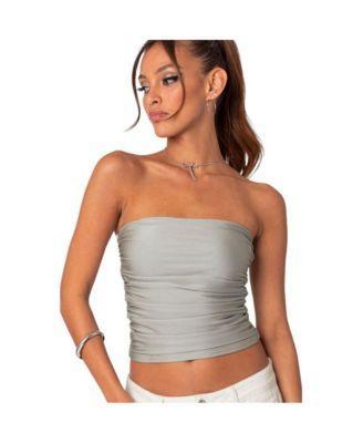 Womens Maxeen shiny gathered tube top Product Image