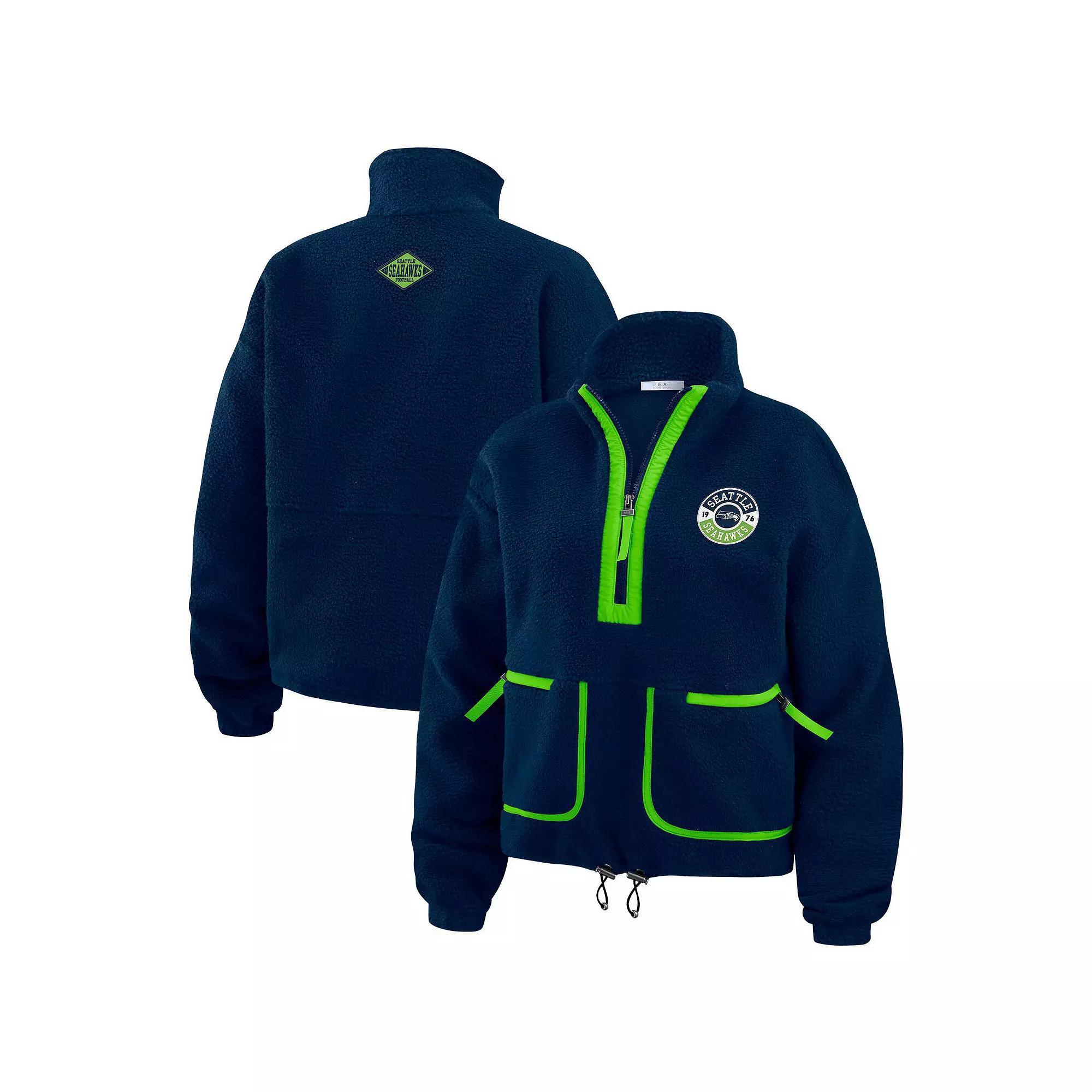 Women's WEAR by Erin Andrews Black Pittsburgh Steelers Polar Fleece Half-Zip Jacket, Size: XS Product Image