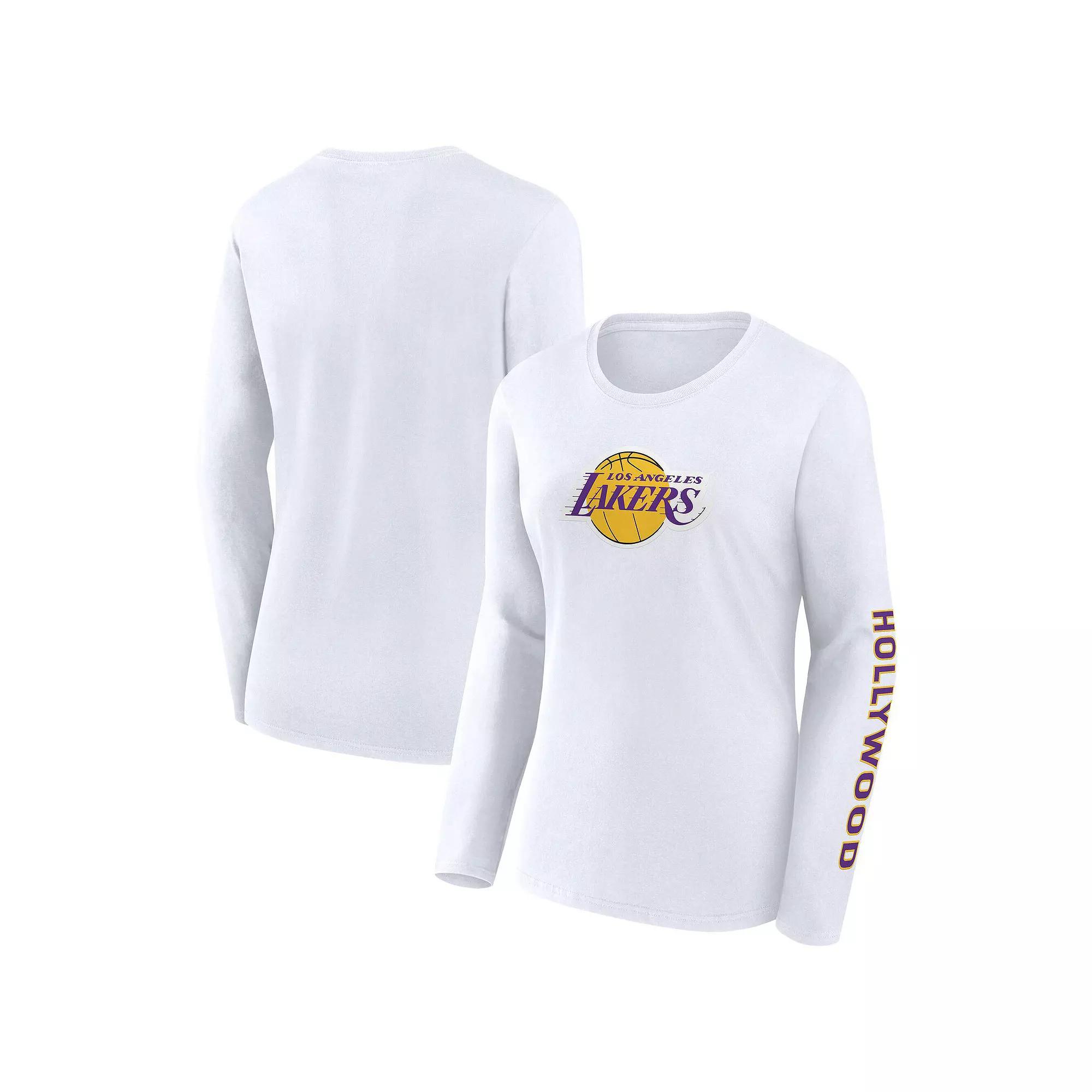 Women's Fanatics White Los Angeles Lakers Long Sleeve T-Shirt,  Product Image