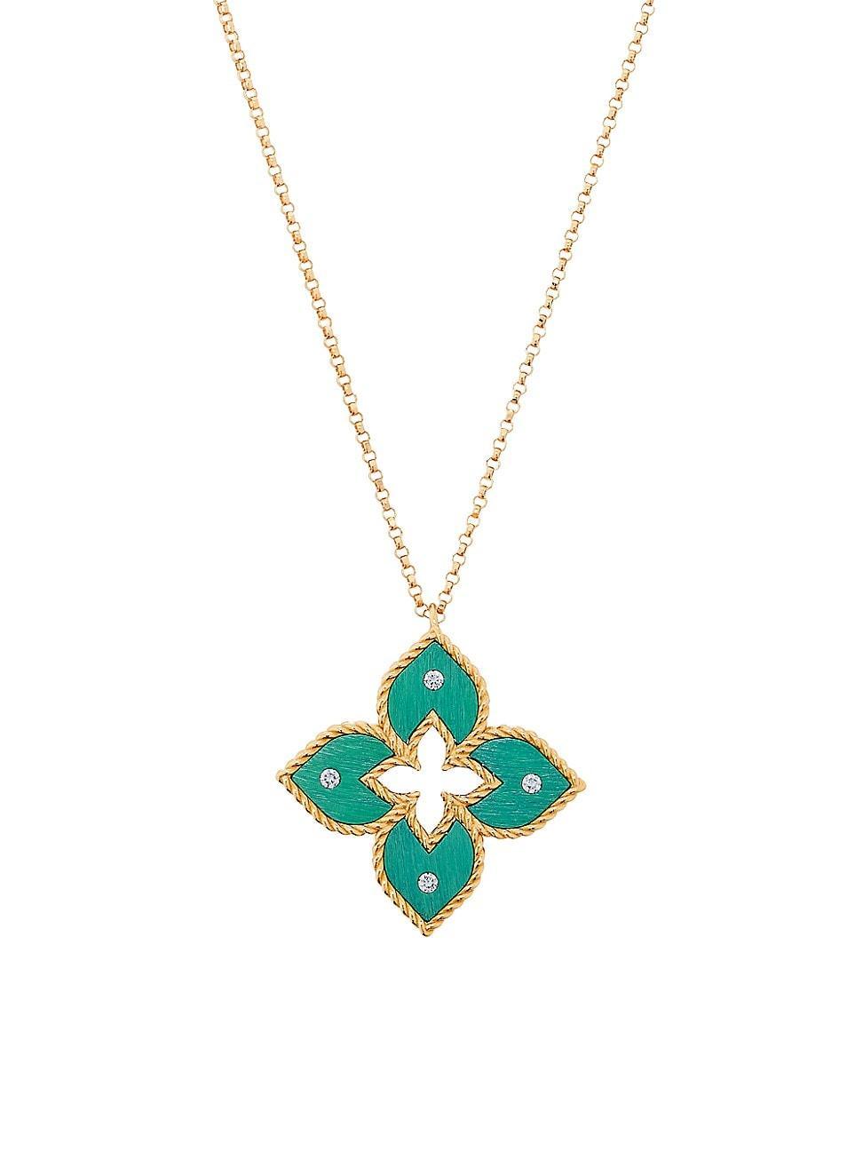 Womens Venetian Princess Small 18K Rose Gold, Green Titanium & 0.04 TCW Diamond Pendant Necklace Product Image