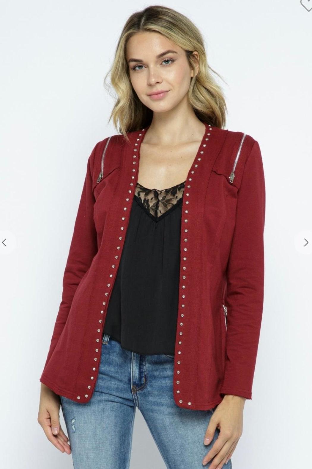 Jacket, Studded Burgundy Product Image