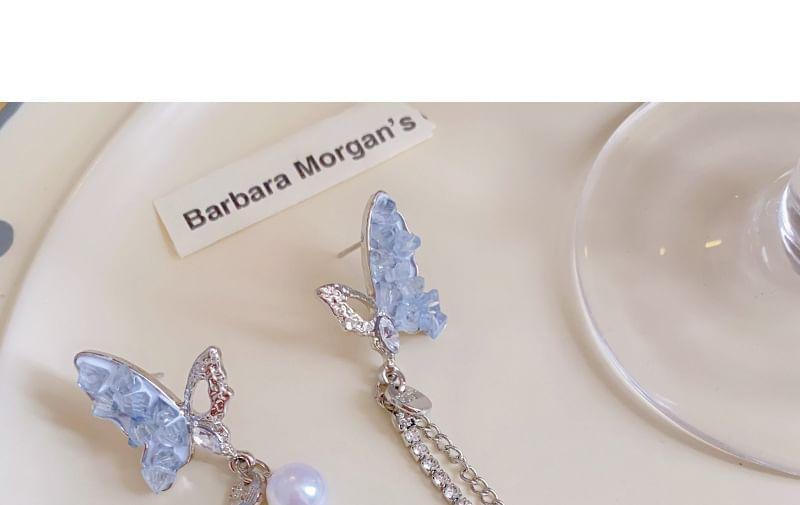 Butterfly Faux Crystal Rhinestone Asymmetrical Alloy Threader Earring Product Image