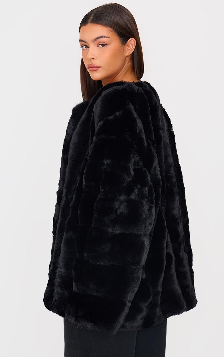  Black Faux Fur Bubble Vertical Coat Product Image