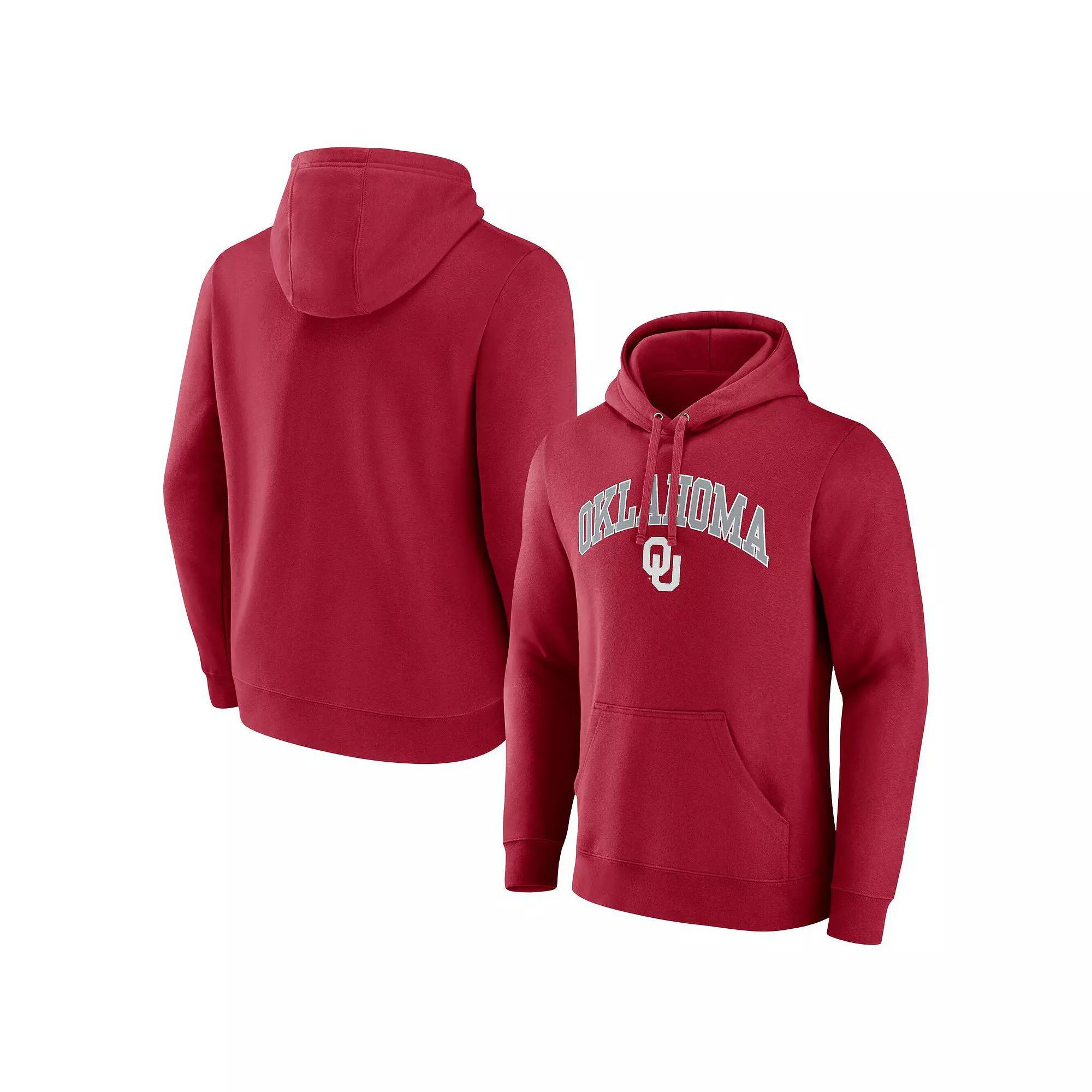 Men's Fanatics Crimson Oklahoma Sooners Arched Logo Pullover Hoodie, Size: 3XL, Red Product Image