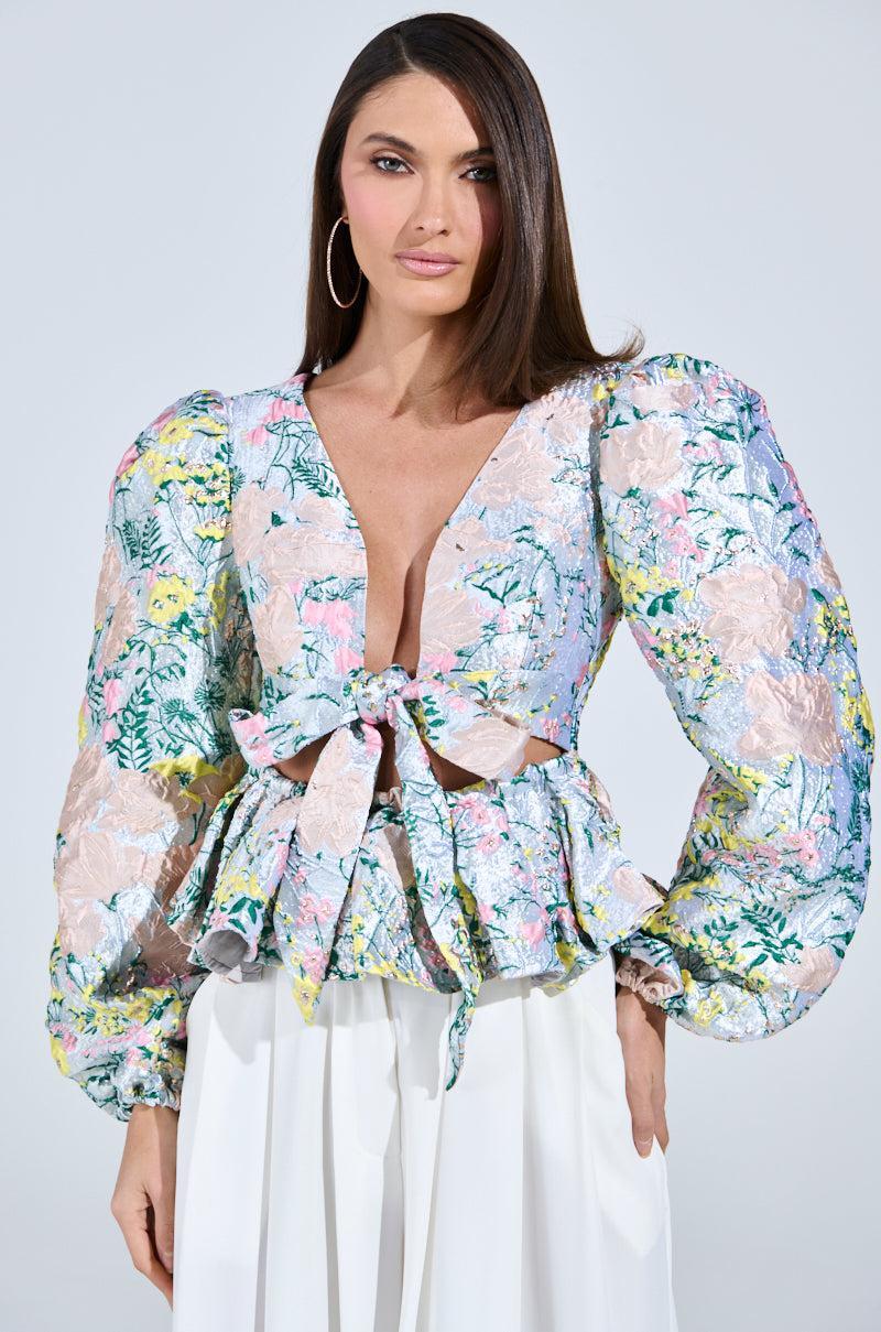 2 WAYS TO SLAY BROCADE LONG SLEEVE TOP Product Image