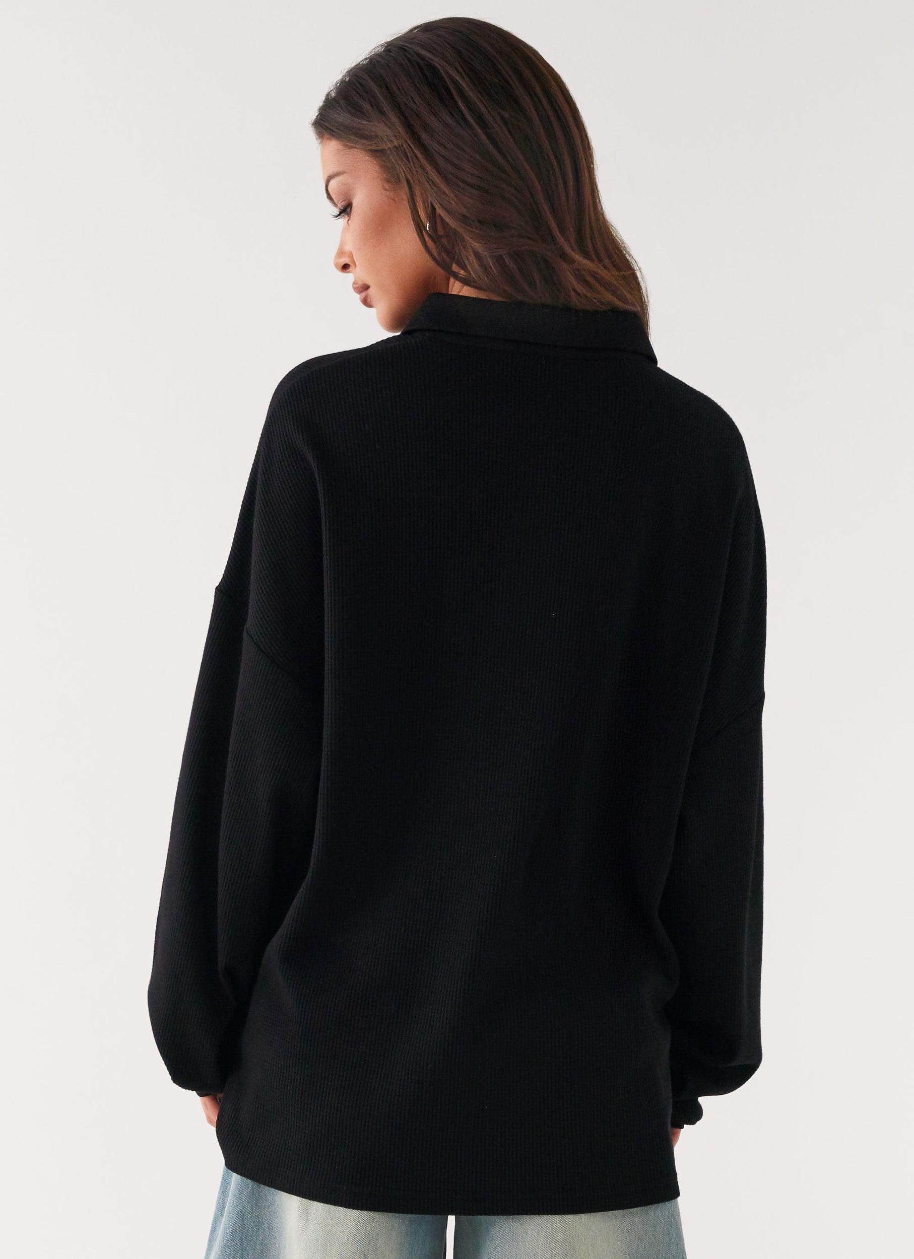 Torrie Oversized Polo Top - Black Product Image