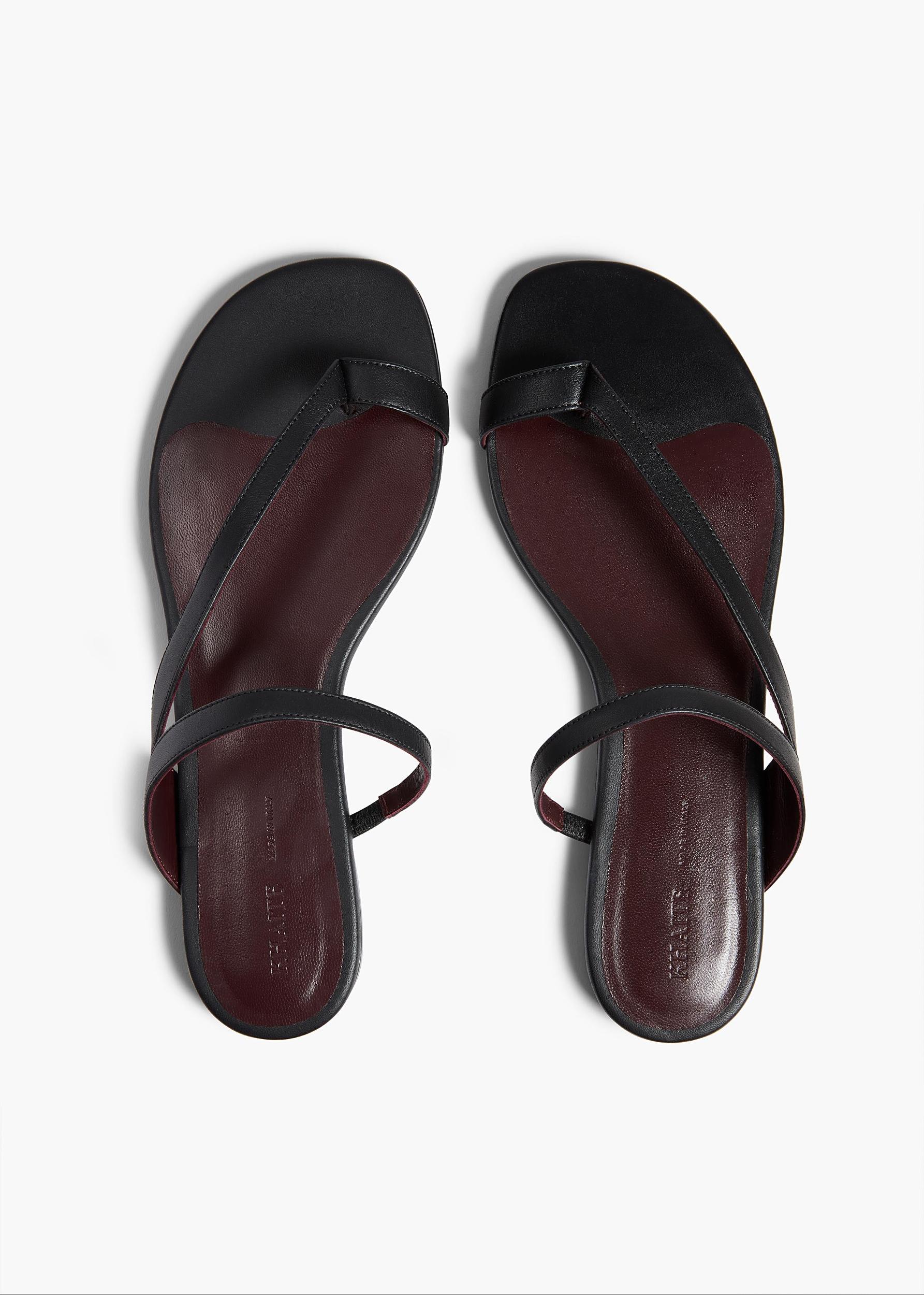 Aimee Flat Sandal in Black Leather Product Image