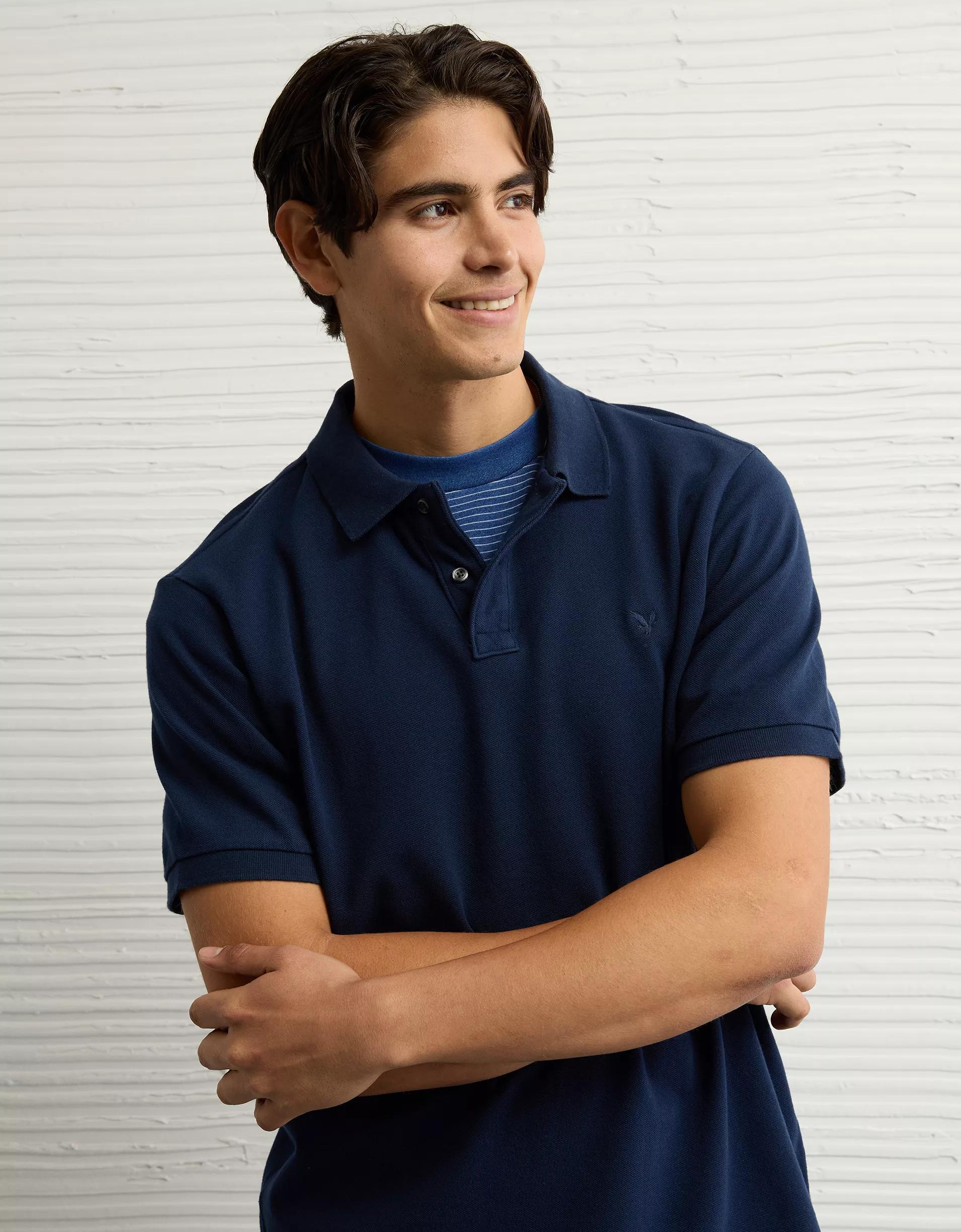 AE Lived-In Stretch Pique Polo Shirt Product Image