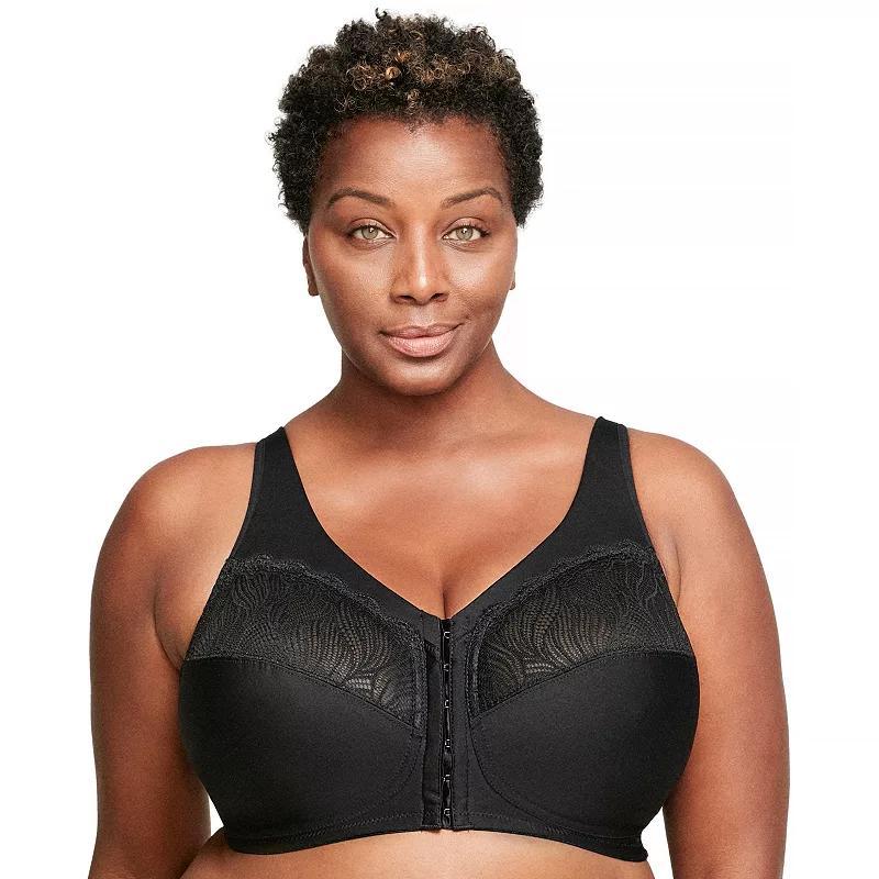 Plus Size Glamorise Full-Figure MagicLift Front-Close Wireless Bra 1210, Women's, Size: 38 C, Black Product Image