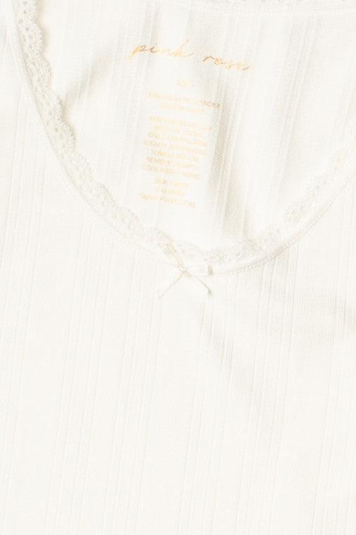 Pointelle Lace Bow Tee Product Image