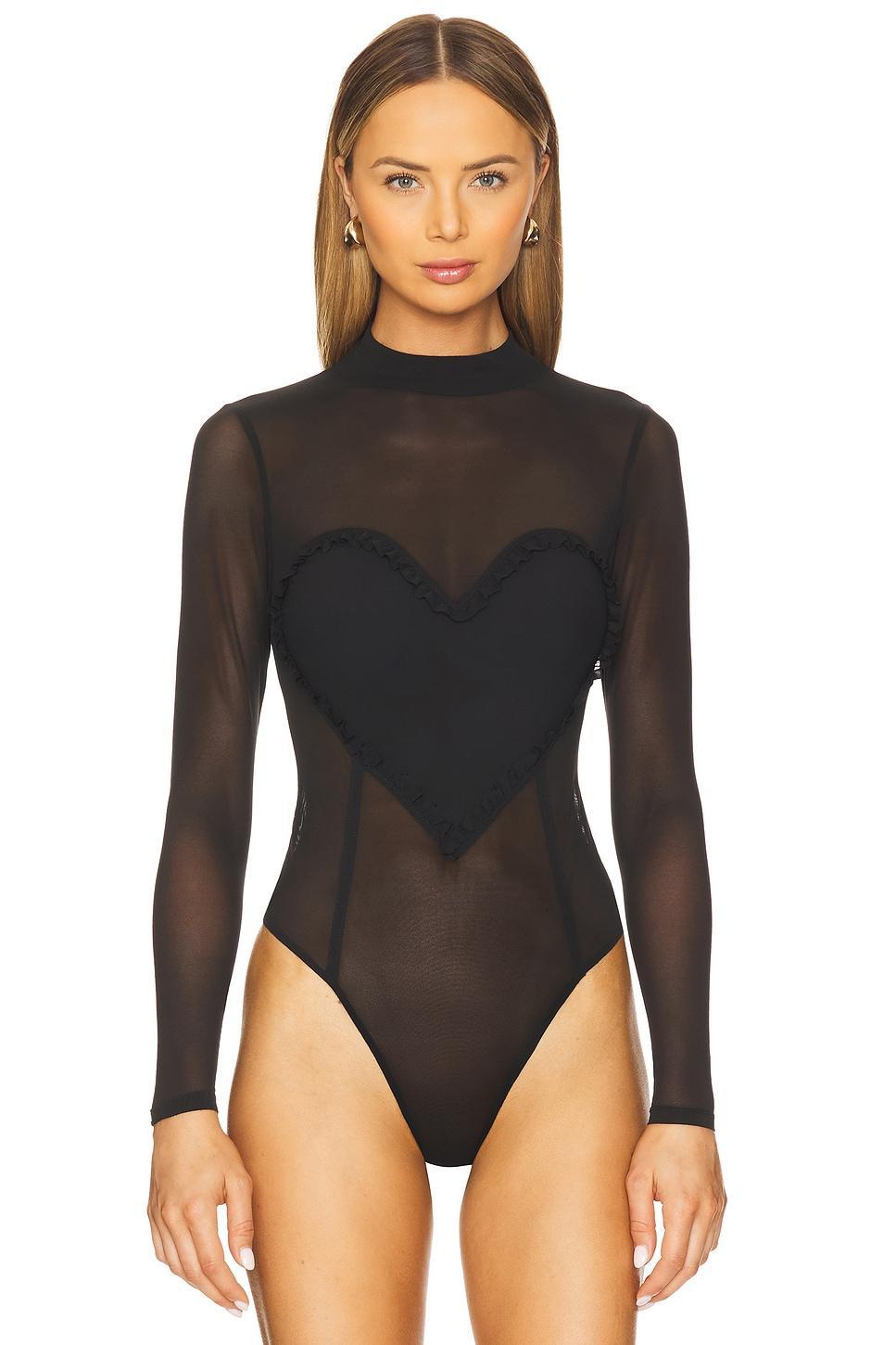 Mesh Ruffle Heart Bodysuit fleur du mal Product Image