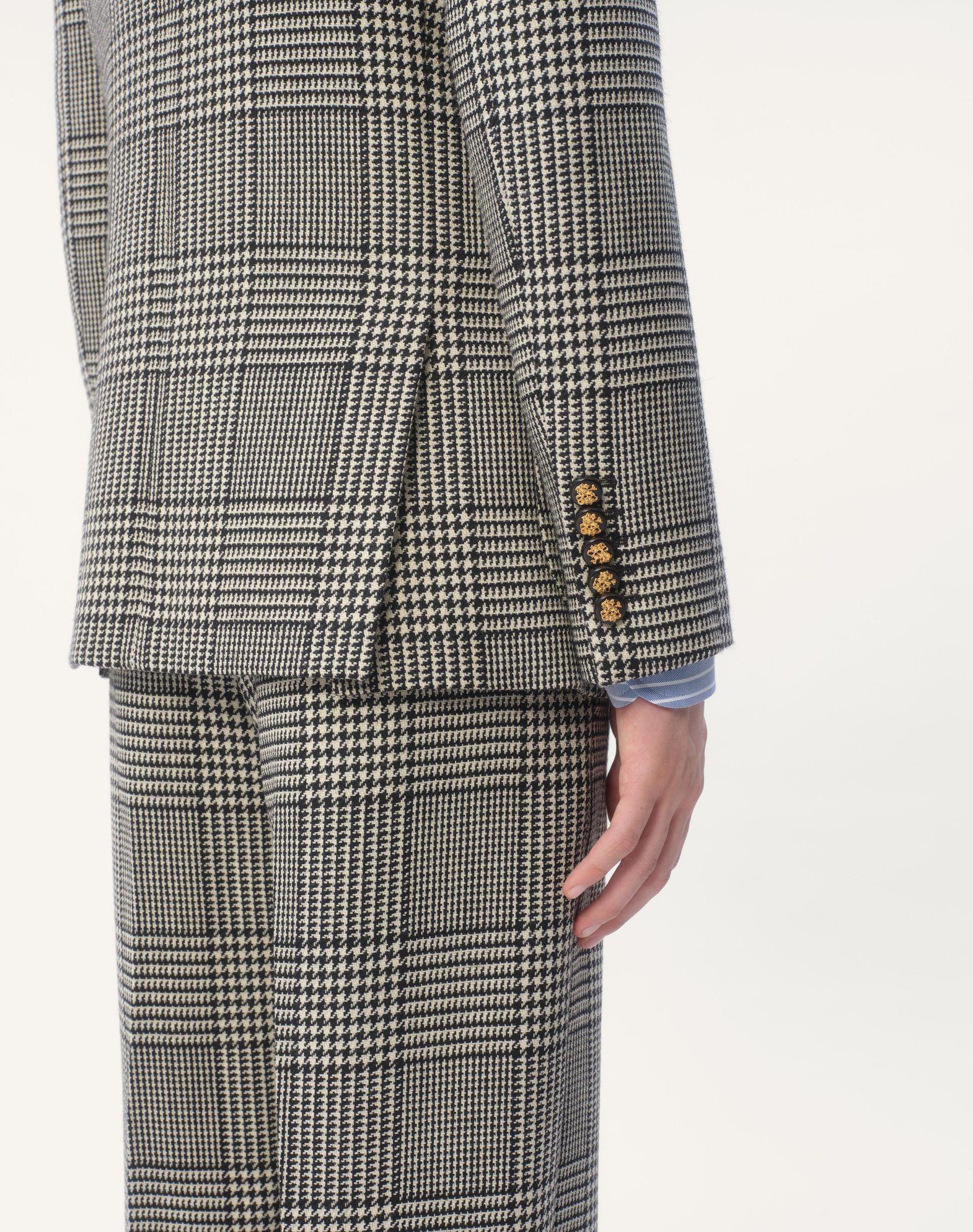 Single-Breasted Wool Jacket With Check Pattern On Houndstooth Product Image