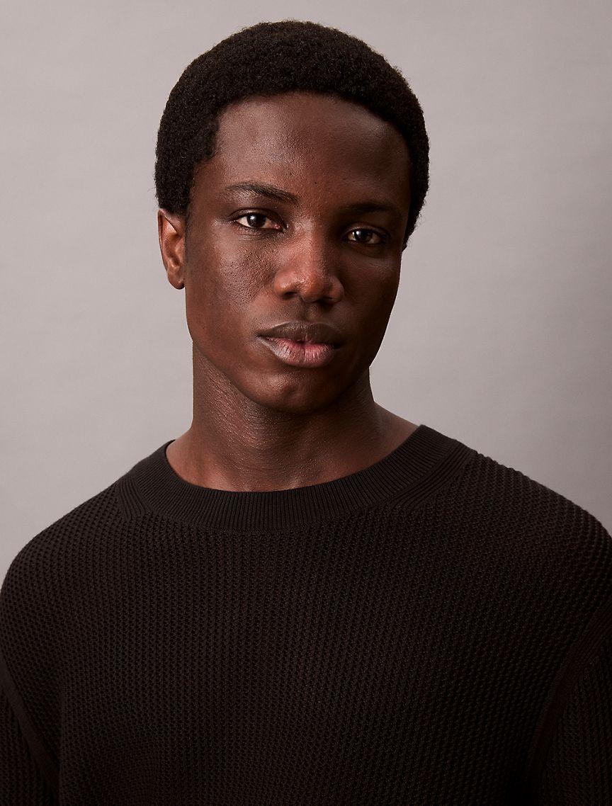 Cotton Mesh Relaxed Sweater Product Image