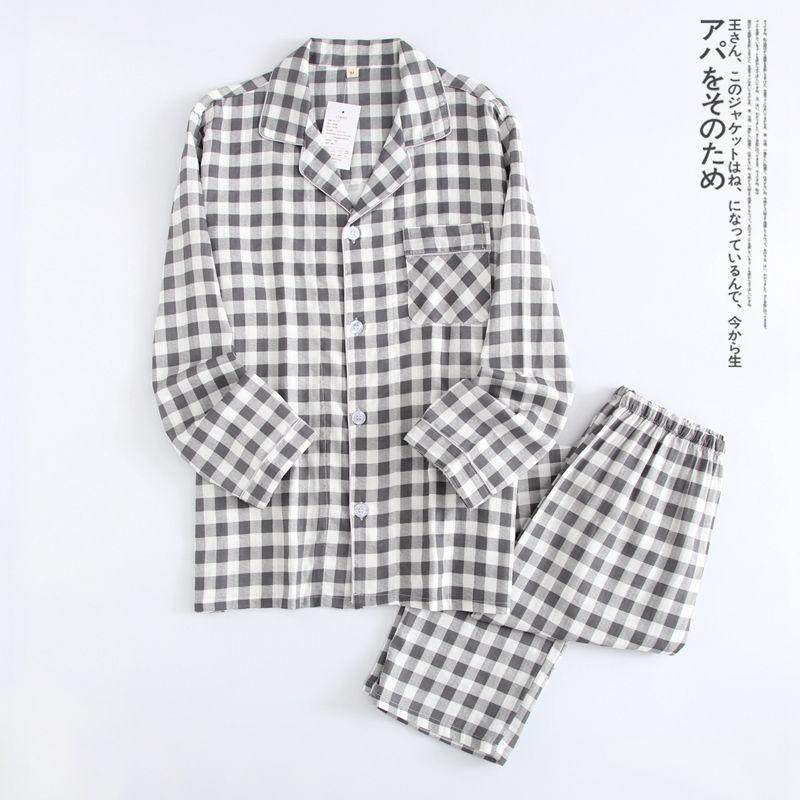 Loungewear Set : Long-Sleeve Plaid Top + Pants Product Image