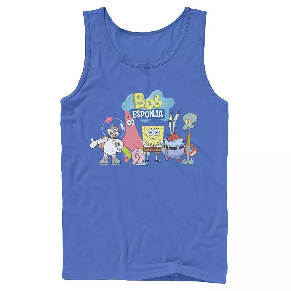 Men's Nickelodeon SpongeBob SquarePants Bob Esponja Happy Group Shot Graphic Tank Top,  Product Image