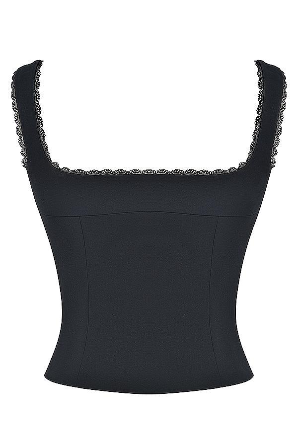 Noura Black Lace Trim Top Product Image