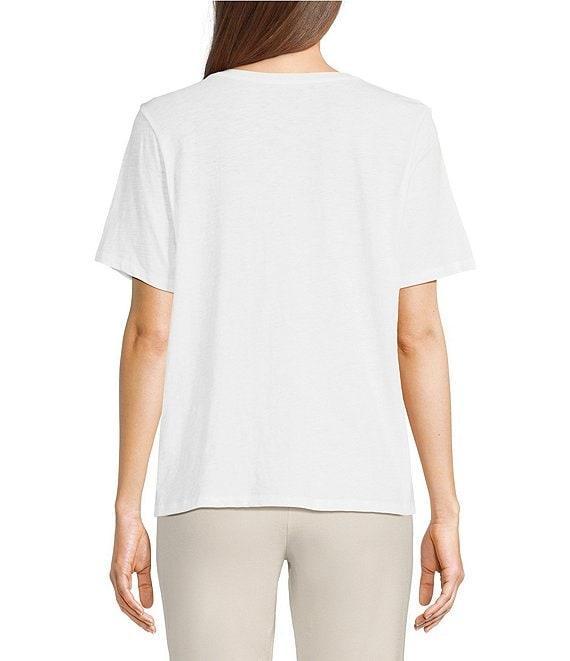 Eileen Fisher Easy Organic Cotton Jersey Knit V-Neck Short Sleeve Tee Product Image