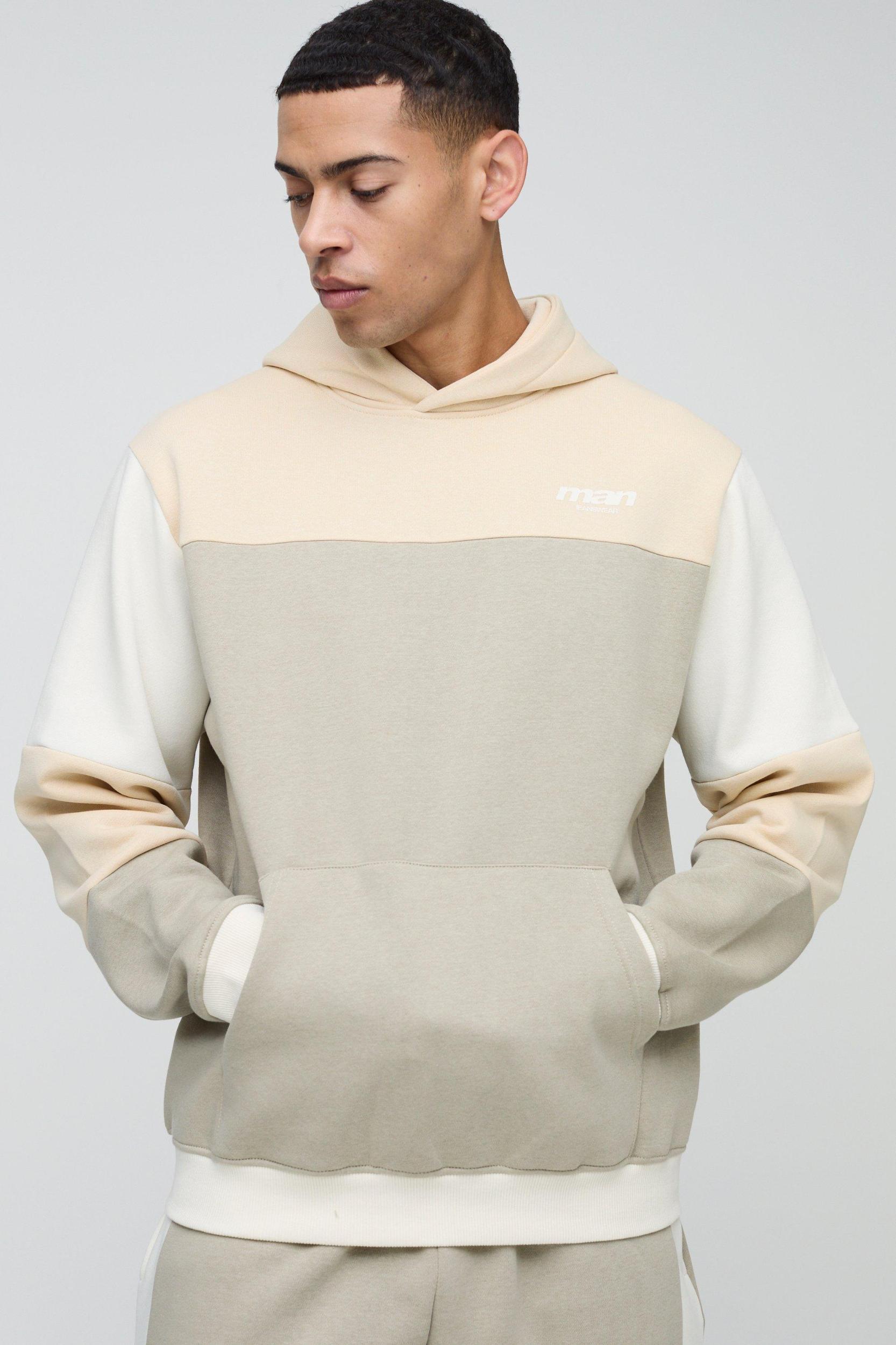 Regular Fit Man Colour Block Hoodie | boohooMAN USA Product Image