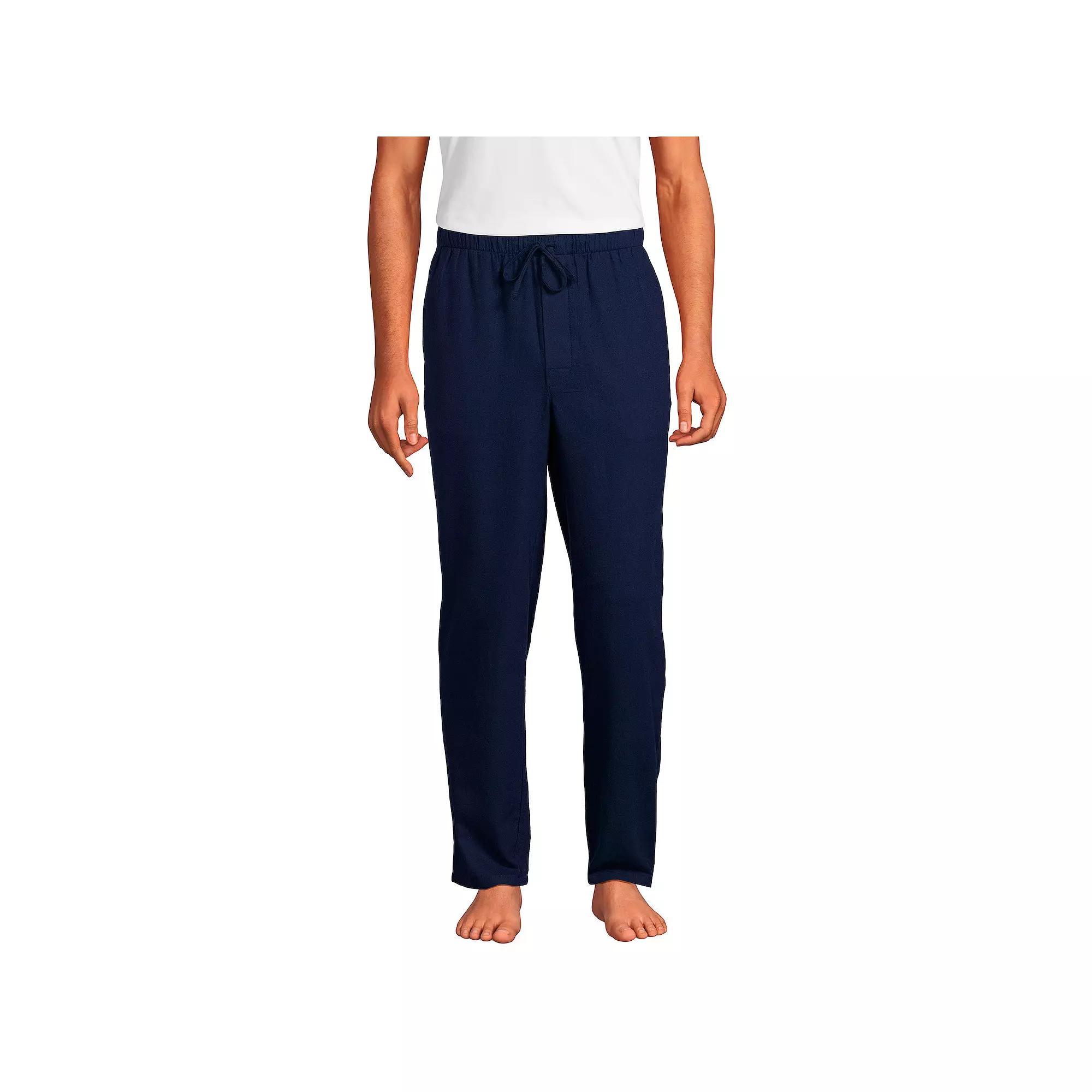 Men's Lands' End Flannel Pajama Sleep Pants, Size: Large, Deep  Blue Product Image