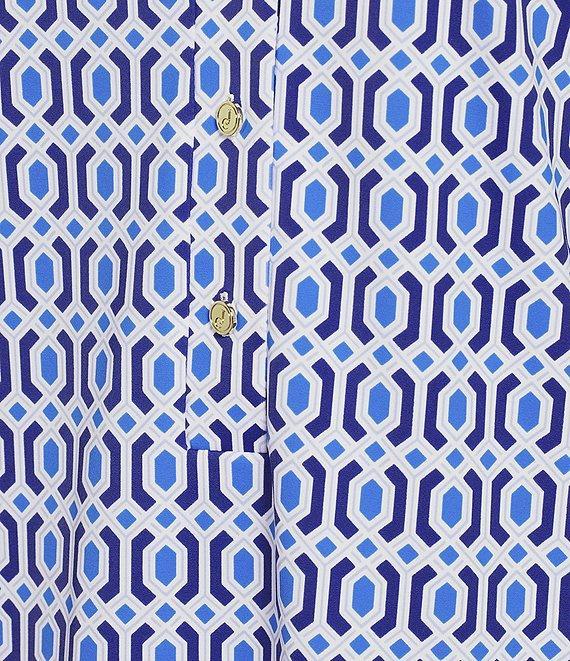 Jude Connally Susanna Terrace Geo Border Print Point Collar 3/4 Sleeve Polished Classic Shirt Dress Product Image