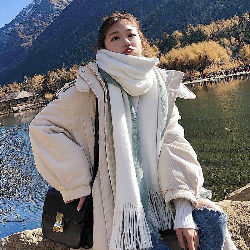 Fringed Knit Scarf (Various Designs) Product Image