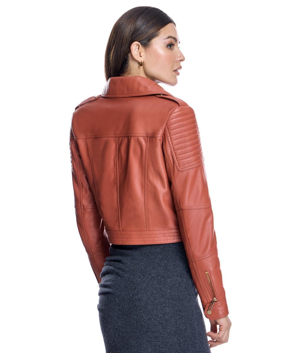 Cropped Leather Biker Jacket Product Image