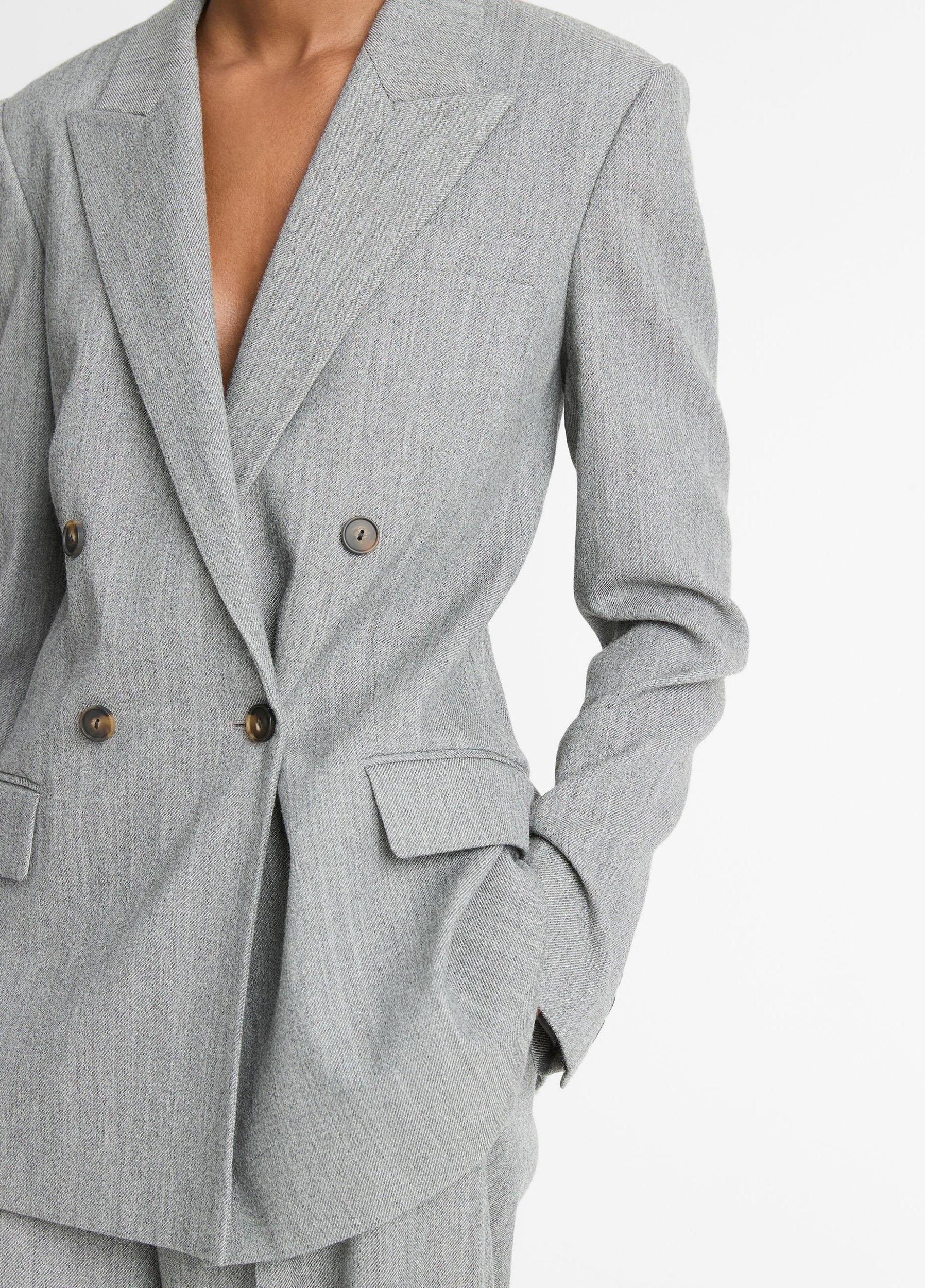 Italian Wool-Blend Twill Double-Breasted Blazer Product Image