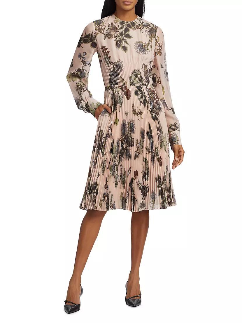 Forest Floral Pleated Midi-Dress Product Image