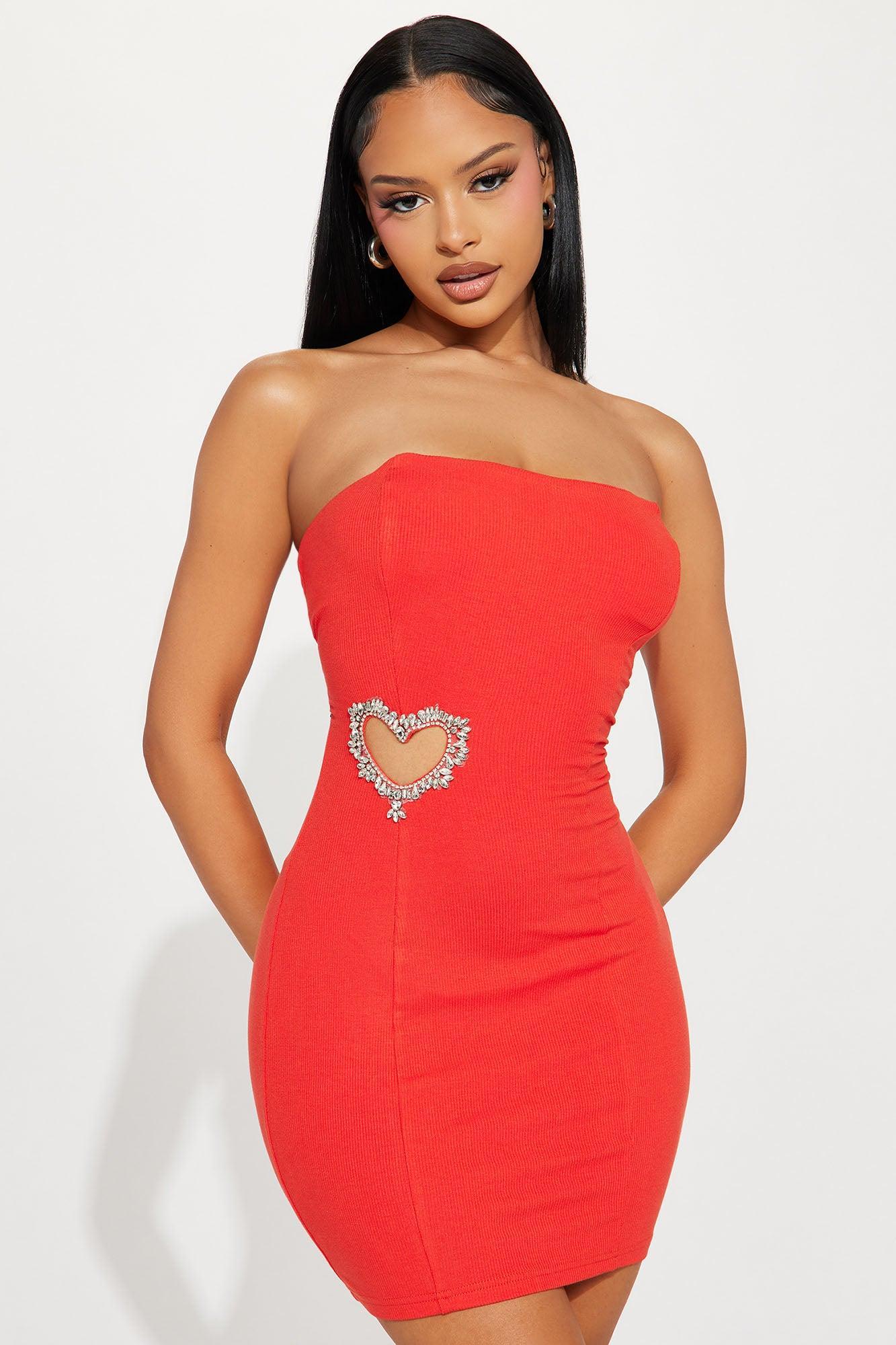 Roux Ribbed Micro Mini Dress - Red Product Image