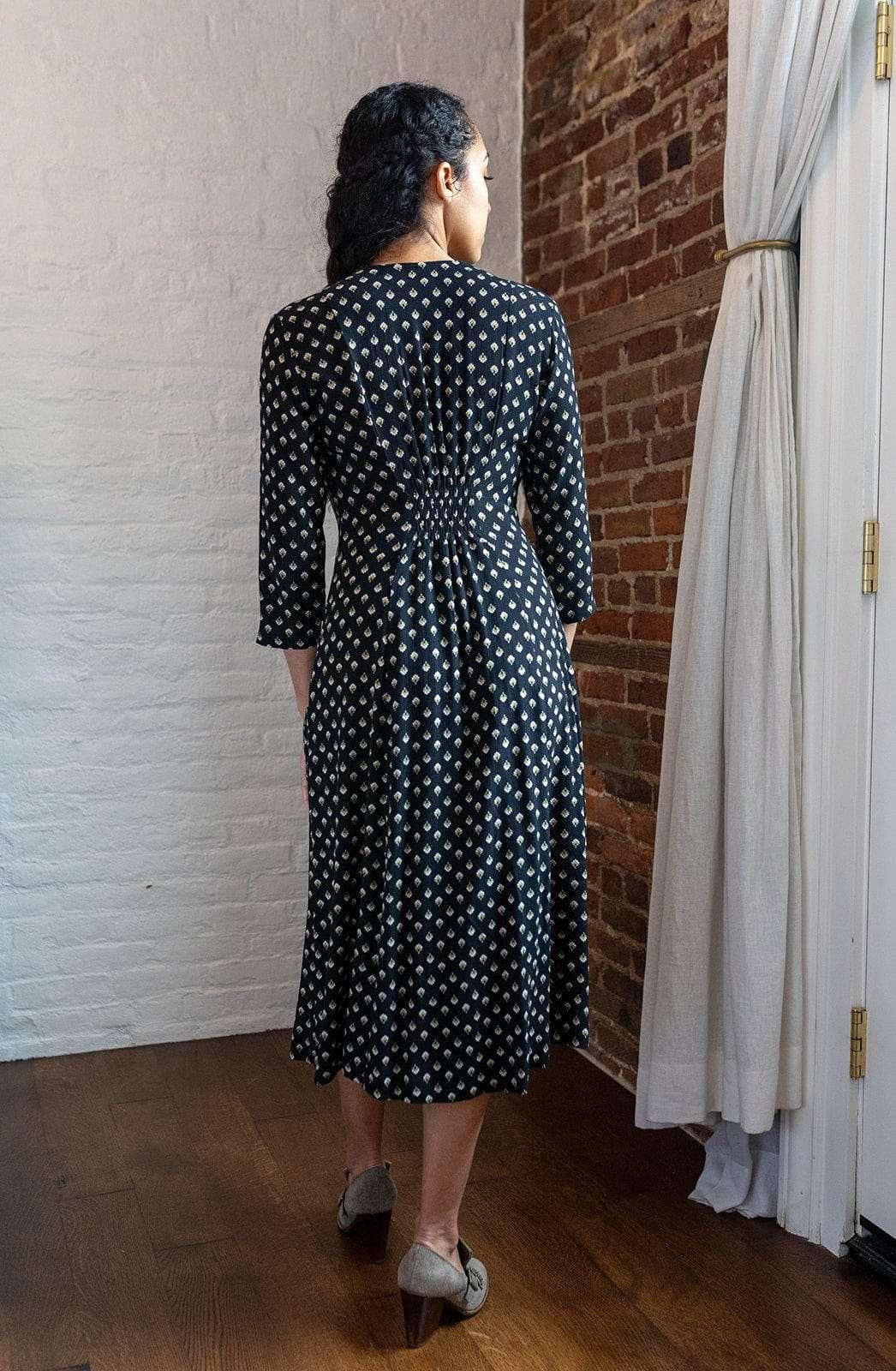 Fiona Dress in Black Floral Crepe Product Image