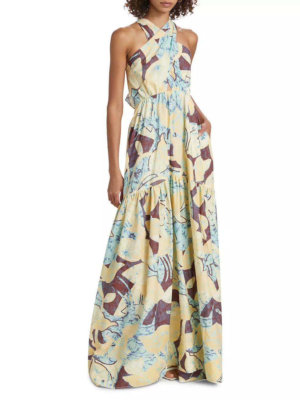 Veronica Abstract Halter Maxi Dress Product Image