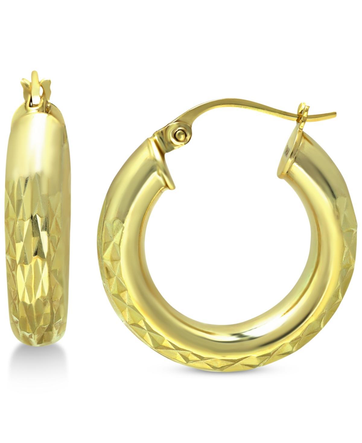 Aleure Precioso Sterling Silver Textured Hoop Earrings, Womens Gold Tone Product Image