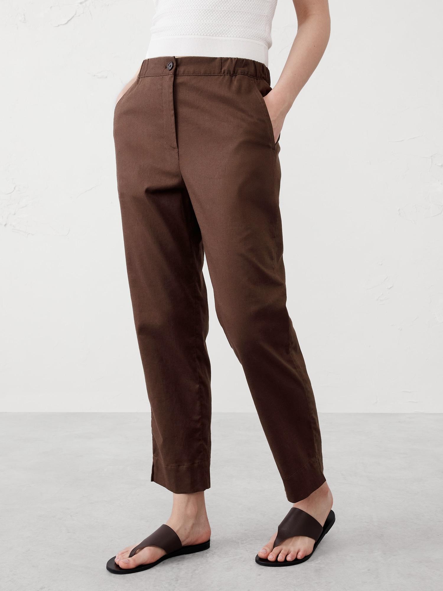 Tapered Linen-Blend Pull-On Pant Product Image