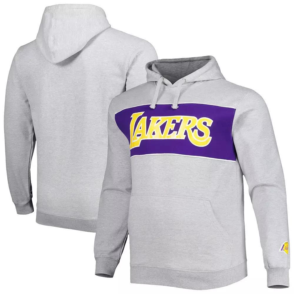 Men's Fanatics Branded Heather Gray Los Angeles Lakers Big & Tall Wordmark Pullover Hoodie, Size: 2XB, Grey Product Image
