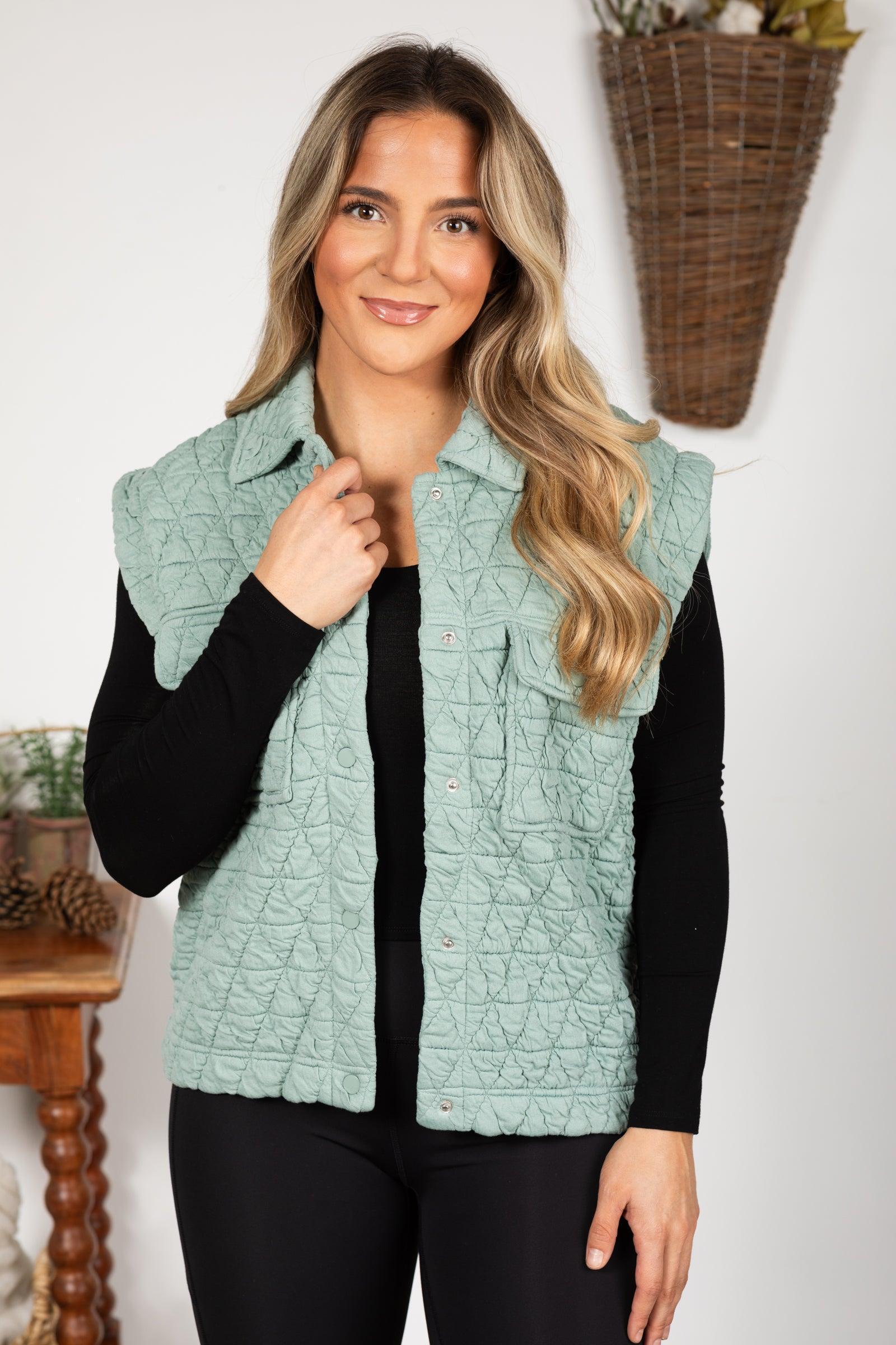 Quilted Chest Pocket Button Vest Product Image