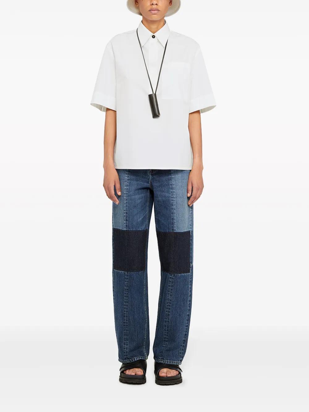 JIL SANDER Straight-leg Cotton Trousers In Blue Product Image