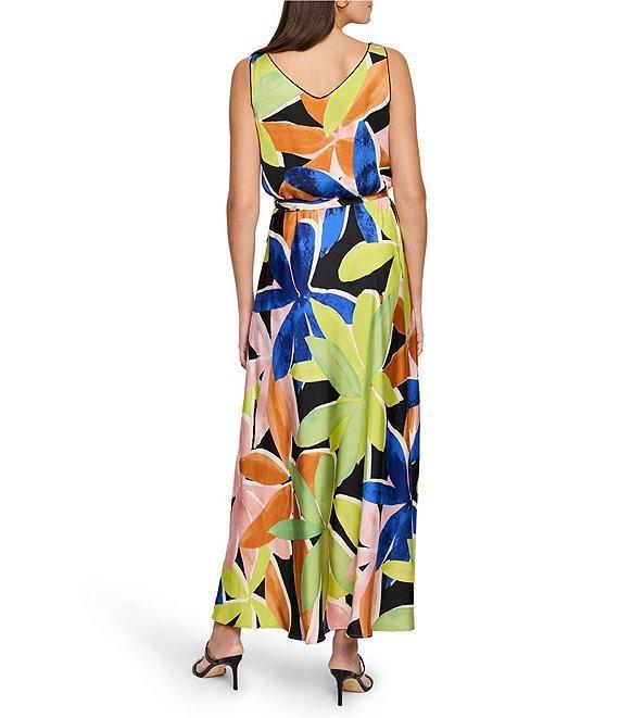 NIC + ZOE Bianca Mega Blooms Print V-Neck Sleeveless Blouson Maxi Dress Product Image